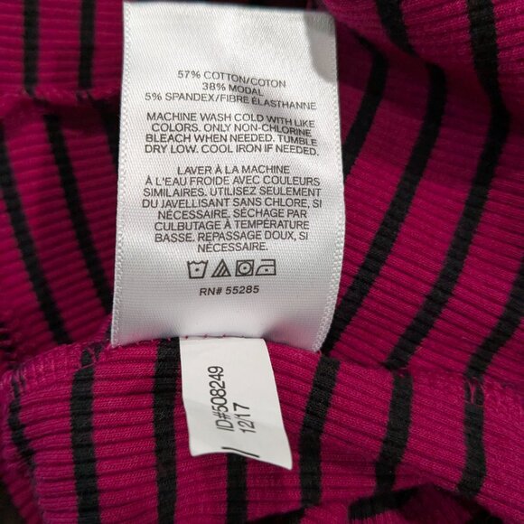 Express One Eleven Women's Faux Wrap Tank Top, Size Medium, Pink Black Striped - Picture 7 of 8